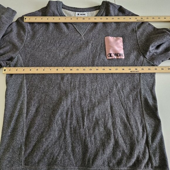 Champion x Wood Wood Sweatshirt Mens XL Heathered Gray LS Made In Italy Preppy - Picture 4 of 16